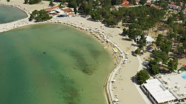 Aerial view of the beach in Zaton Resort, Croatia