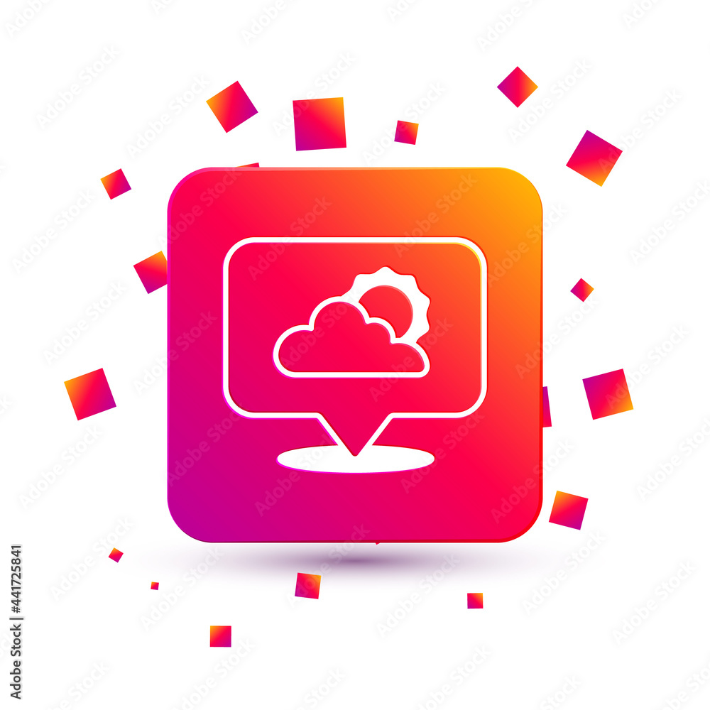 Aufkleber white location cloud icon isolated on white background. square color button. vector