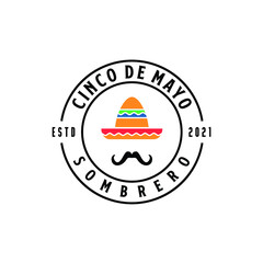 sombrero hat traditional mexican fashion logo design vector stamp label badge sticker