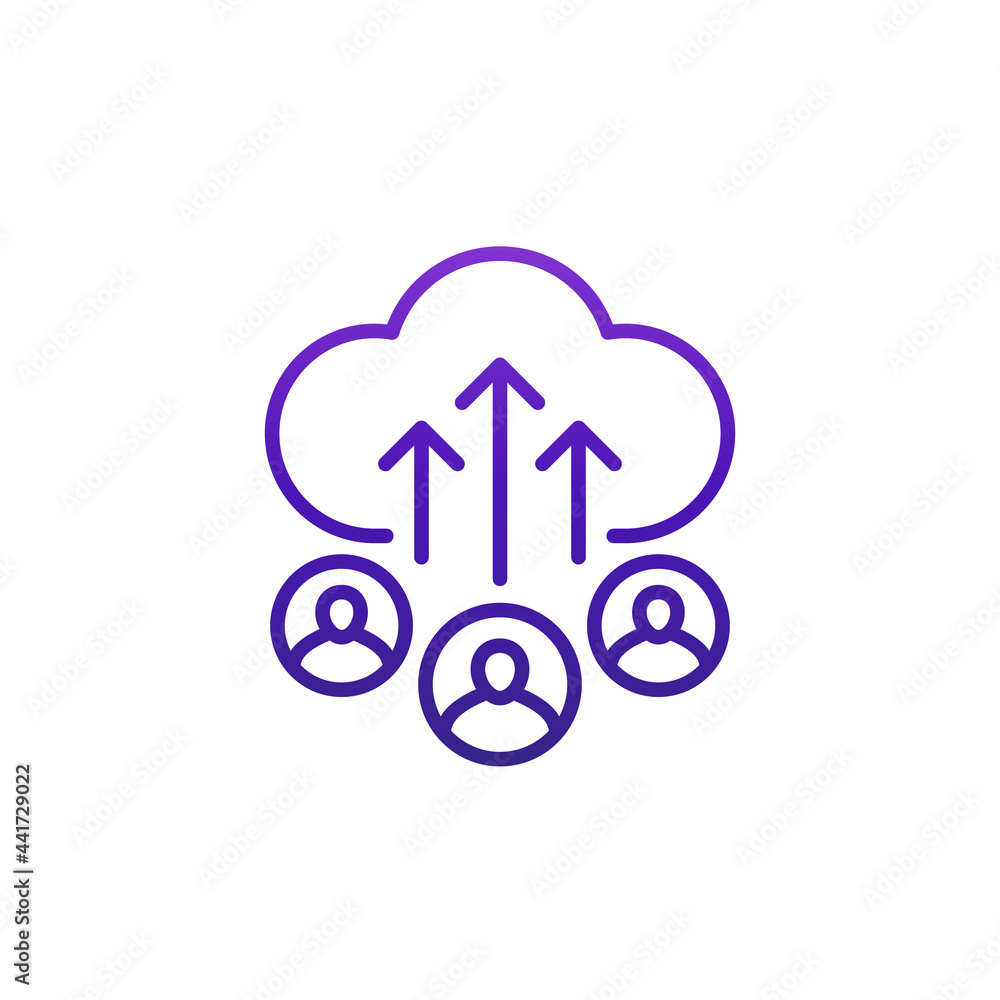 Poster collect user data line icon with cloud