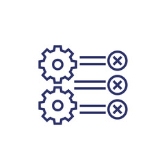 errors in process line icon with gears