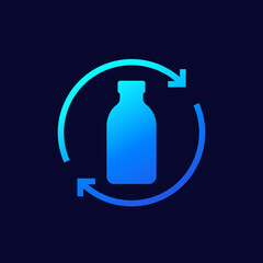 plastic bottle recycling icon, vector