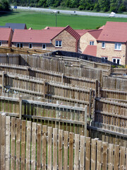 Wooden fences seperating homes