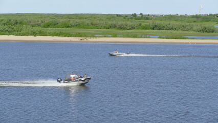 Obraz premium naryan-mar. Nenets Autonomous Okrug. Russia. 06.26.2021. summer navigation on the Pechora river 