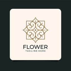 Monogram line flower logo design inspiration. Logo can be used for icon, brand, identity, fashion, spa, and yoga