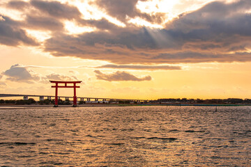 lifeguard tower at sunset