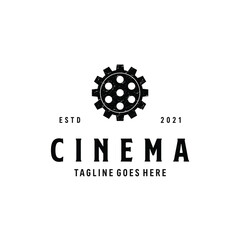 gear and circle roll movie automotive logo design vector