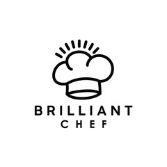 chef hat brilliant cooker outline logo design vector
