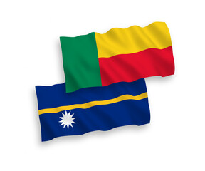 Flags of Republic of Nauru and Benin on a white background