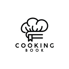 chef hat with bookmark cooking book recipes chef cooking guide logo design vector illustration