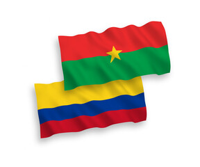 Flags of Burkina Faso and Colombia on a white background