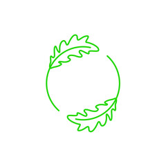 circular green oak leaves floral element circle logo design