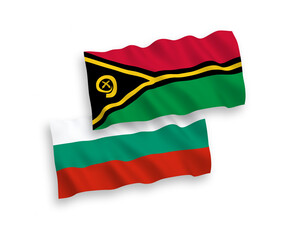 Flags of Republic of Vanuatu and Bulgaria on a white background