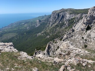 Landscape with mountain peaks and rocks