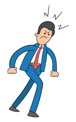 Cartoon business man walking angry, vector illustration