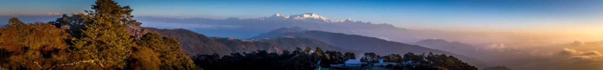 Crédence de cuisine en verre imprimé Makalu Kanchenjunga et Everest dans un seul cadre, Sandakphu, West Bengal, India