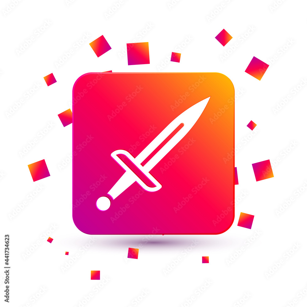 Poster white dagger icon isolated on white background. knife icon. sword with sharp blade. square color but