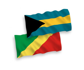 Flags of Republic of the Congo and Commonwealth of The Bahamas on a white background