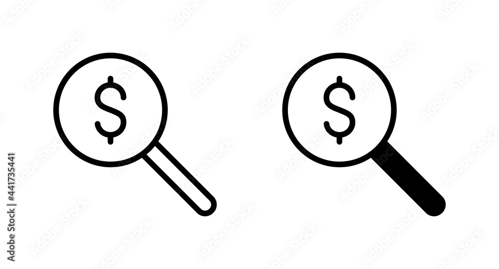 Poster magnifier with dolar symbol icon vector for computer, web and mobile app