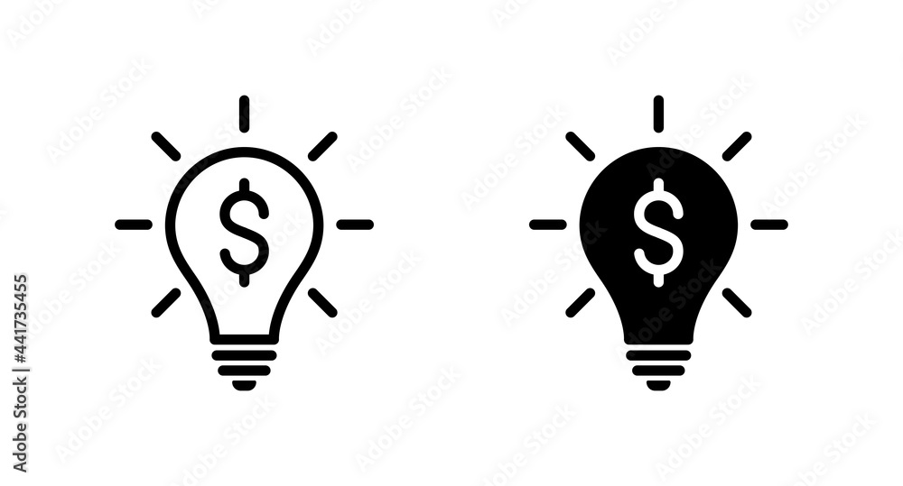 Poster light bulb with dollar symbol vector for computer, web and mobile apps