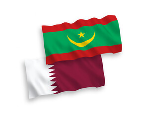 Flags of Islamic Republic of Mauritania and Qatar on a white background