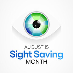 Sight Saving month is observed every year in August, The celebration aims to emphasize the importance of protecting and taking good care of the eyes. Vector illustration