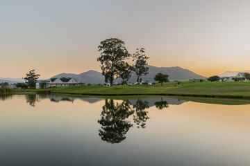 Sunset on Langeberg mountain in a beautiful golf course estate in Robertson South Africa