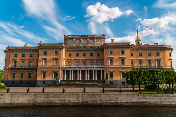 Fototapeta na wymiar Russia. Saint-Petersburg. June 5, 2021. Mikhailovsky, also known as the Engineering Castle , is the former palace of Emperor Paul I in the center of St. Petersburg.