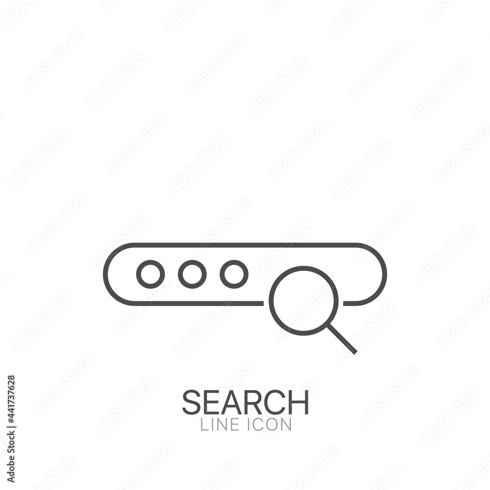 Fototapete Search outline vector icon. Editable stroke Vector interface element with search button