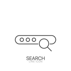 Search outline vector icon. Editable stroke Vector interface element with search button