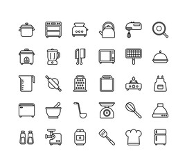 Kitchen icon set with outline style