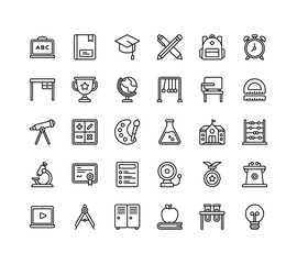 Education icon set with outline style