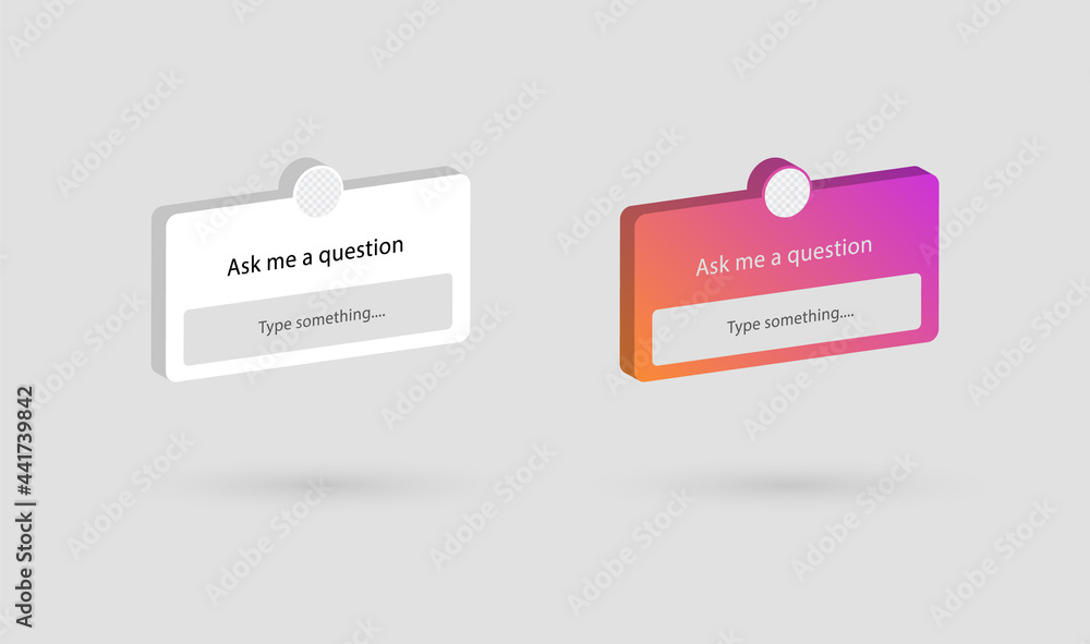 Poster ask me a question interface frame in a 3d for social media story sticker design instagram stories st