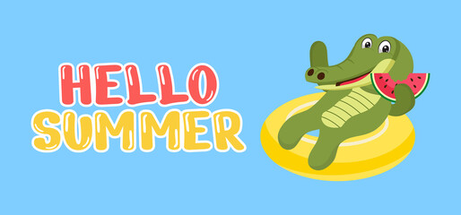 Hand draw illustration of summer greeting banner.