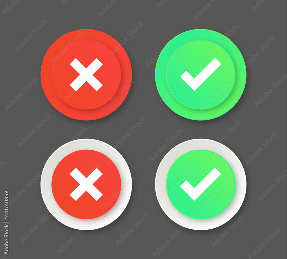 Aufkleber Tick and cross signs - check icon buttons - green and red checkmark button - checklist symbols - check mark icon - voting check mark - checklist checkmark - approved checkmark