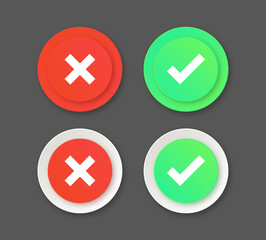 Tick and cross signs - check icon buttons - green and red checkmark button - checklist symbols - check mark icon - voting check mark - checklist checkmark - approved checkmark