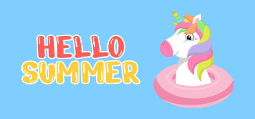 Hand draw illustration of summer greeting banner.