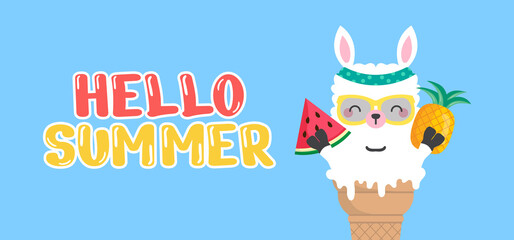 Hand draw illustration of summer greeting banner.