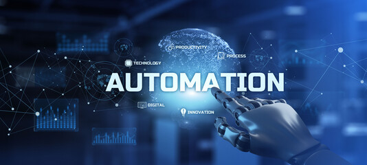 Robotic process automation innovation technology concept. Robotic arm 3d rendering.