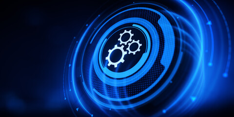 Automation Business process workflow optimisation. RPA Innovation technology. Gears Cogwheel.