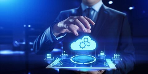 Cloud technology data storage processing internet concept.