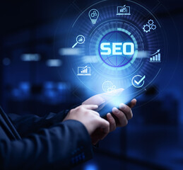 Fototapeta na wymiar SEO Search engine optimisation internet digital marketing business technology concept.