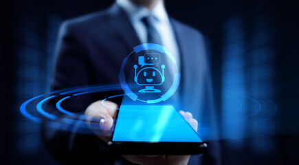 Chatbot service automation chat robot business technology concept.