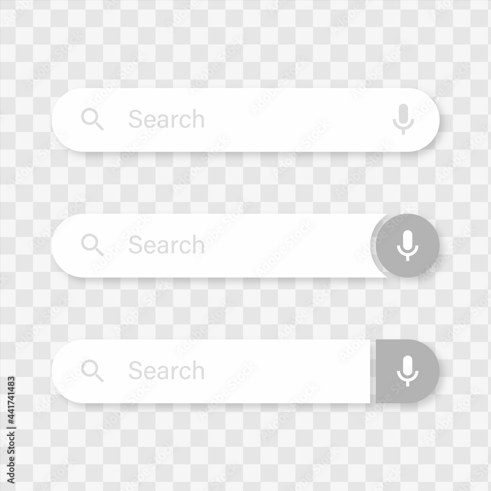 Fototapete search bar template, set of search boxes ui design element for web site or browsers, search button f