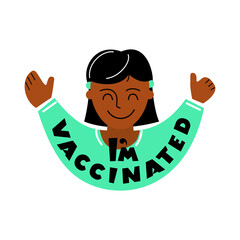 I'm vaccinated. The concept of promoting vaccination against coronavirus and other diseases. Vector isolated on a white background