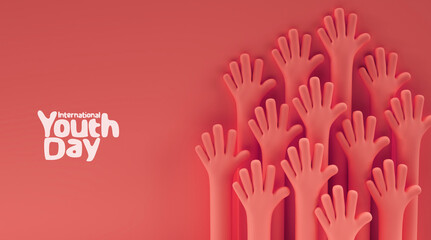 International Youth day, 12 August, 3D Render illustration Design.