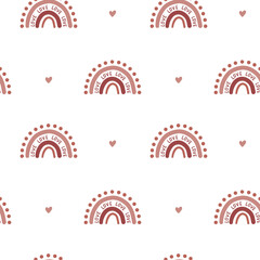 Boho rainbow seamless pattern. Good for banner, poster, flyer, greeting card, web design, print design. Vector illustration.