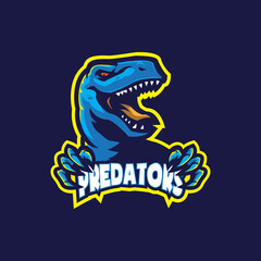 Raptor mascot logo design vector with modern illustration concept style for badge, emblem and t shirt printing. Angry raptor illustration for sport team. - obrazy, fototapety, plakaty