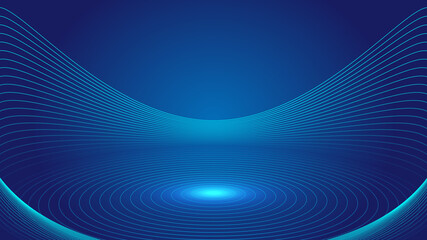 3D technology sense of space sense booth by blue dot particles.