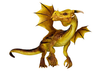 3D Rendering Fairy Tale Dragon on White